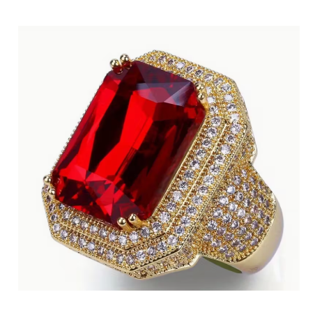 Anillo De Aleación Con Incrustaciones De Circonia Cúbica,