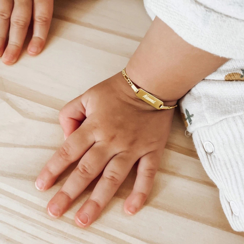 Pulsera Grabable ID Figaro de 14cm para  Bebé